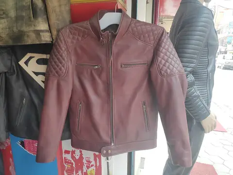 Veste en cuir homme marron L