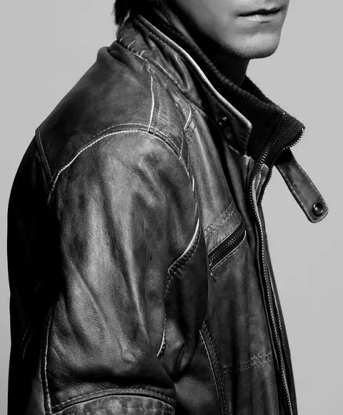 Veste en cuir homme marron L